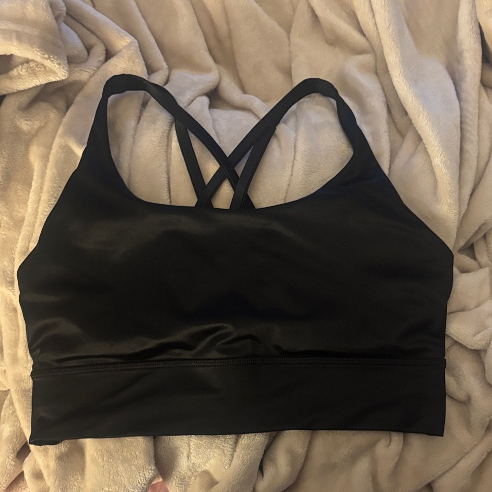 lululemon energy longline black metallic bra